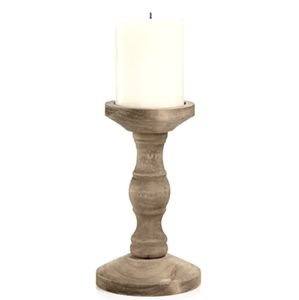 Artisan market candle holder congo natural wood